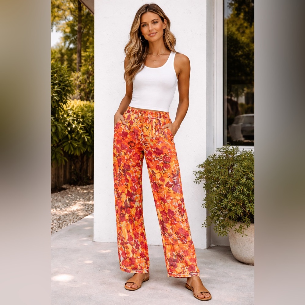 MARNI Silk Multicolor Drawstring Trousers Size 6